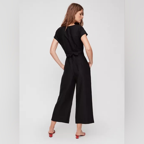 Aritzia Wilfred Brax Jumpsuit Linen Lyocell Cutout  Wide Leg Size 6 - Picture 5 of 11